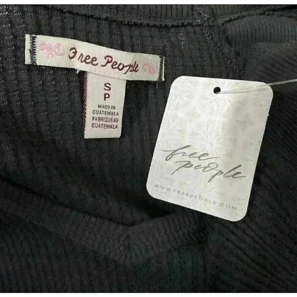 FREE PEOPLE | Santa Clara Long Sleeve Thermal Knit Top in Black NWT Size Medium - Picture 11 of 13